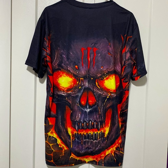 MONSTER ENERGY LOGO SCARY SKULL ALL OVER PRINT SHIRT 3D T-SHIRT |Size Medium - Picture 6 of 6